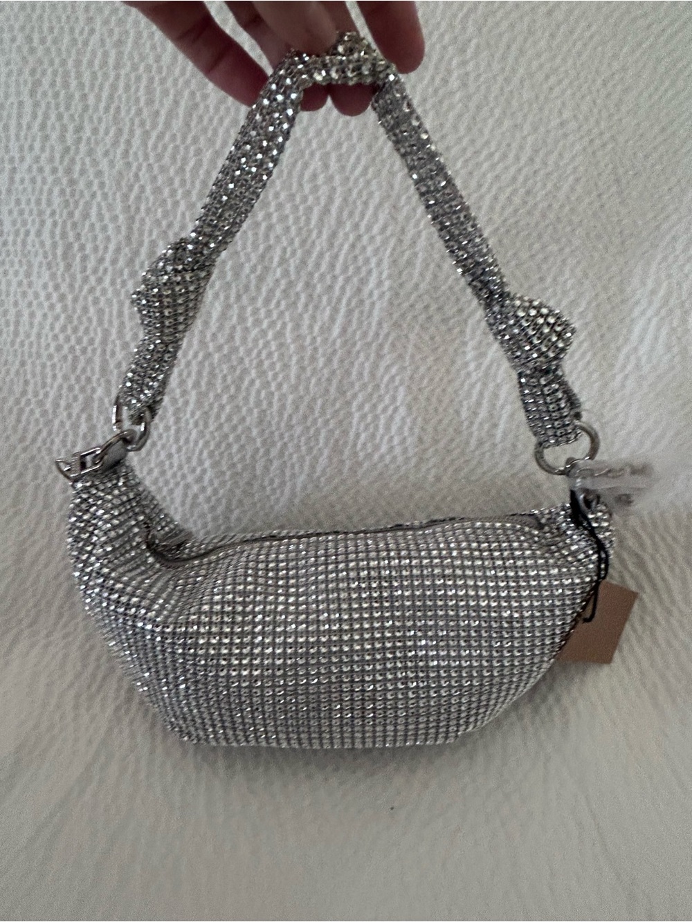 Steve Madden Silver Crystal -Embellished Women’s Shoulder Bag